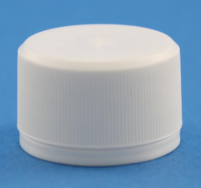 28mm White Ribbed Tamper Evident Cap with Bore Seal